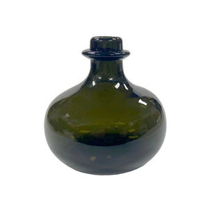 5" Hand-Blown Dark Green Thick Glass Small Onion Bottle