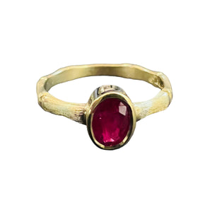 Ruby Bamboo Ring - Made with 18k Treasure Gold - Size 6.5