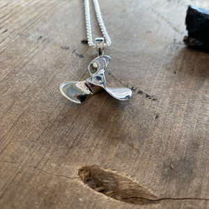 Propeller Necklace -  Sterling Silver - w/ a sterling chain included.
