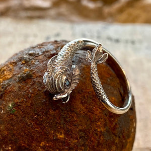 1715 Fleet ring recreation - "Sapphire Of The Sea Serpent Ring" - Circa 1700's - Recreated with Atocha Silver + Accented with Sapphire Eyes – Adjustable