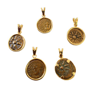 Ancient Widows Mites - Coin of the Bible - Circa (103-76) BC - Mounted in 14K gold w/ gold filled chain