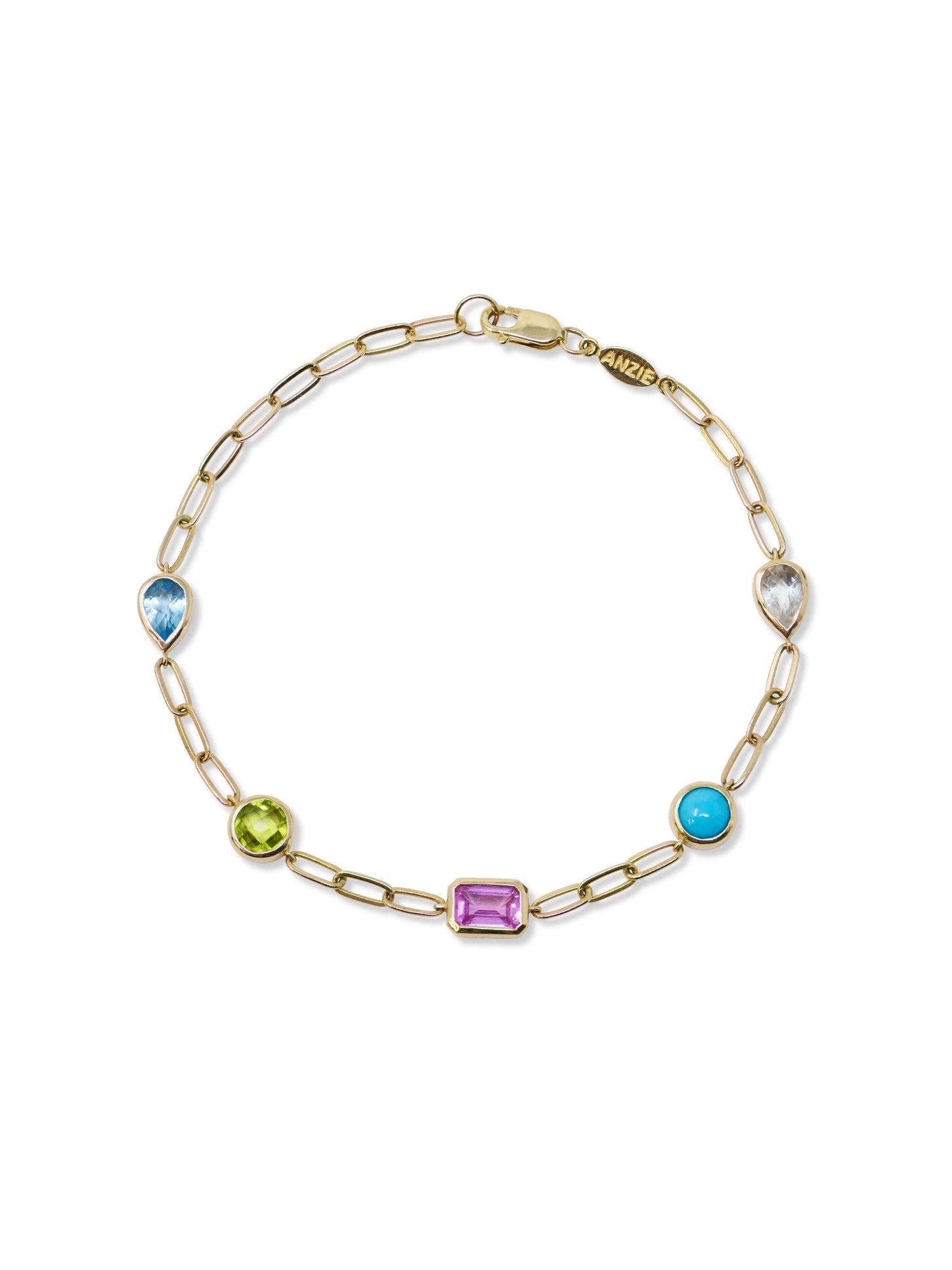 Multi-Color Gemstone Bracelet in 14k Yellow Gold