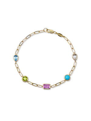 Multi-Color Gemstone Bracelet in 14k Yellow Gold