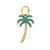 Palm Tree Charm of Turquoise & Diamond 10.50x17mm - Gold Filled Chain Included