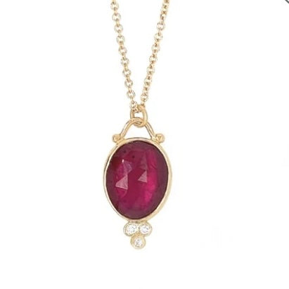 14k Ruby (3ct) and diamonds necklace