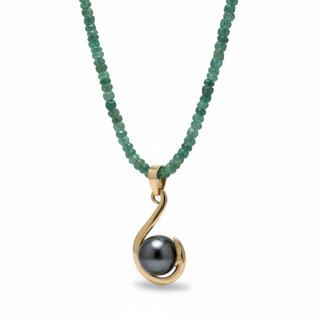 Tahitian Pearl Necklace - Presented in a Custom 14K Fish Hook.