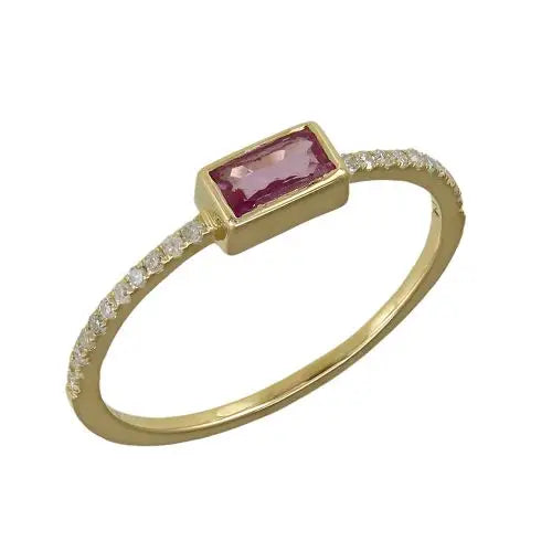 Diamond + Pink Sapphire Ring