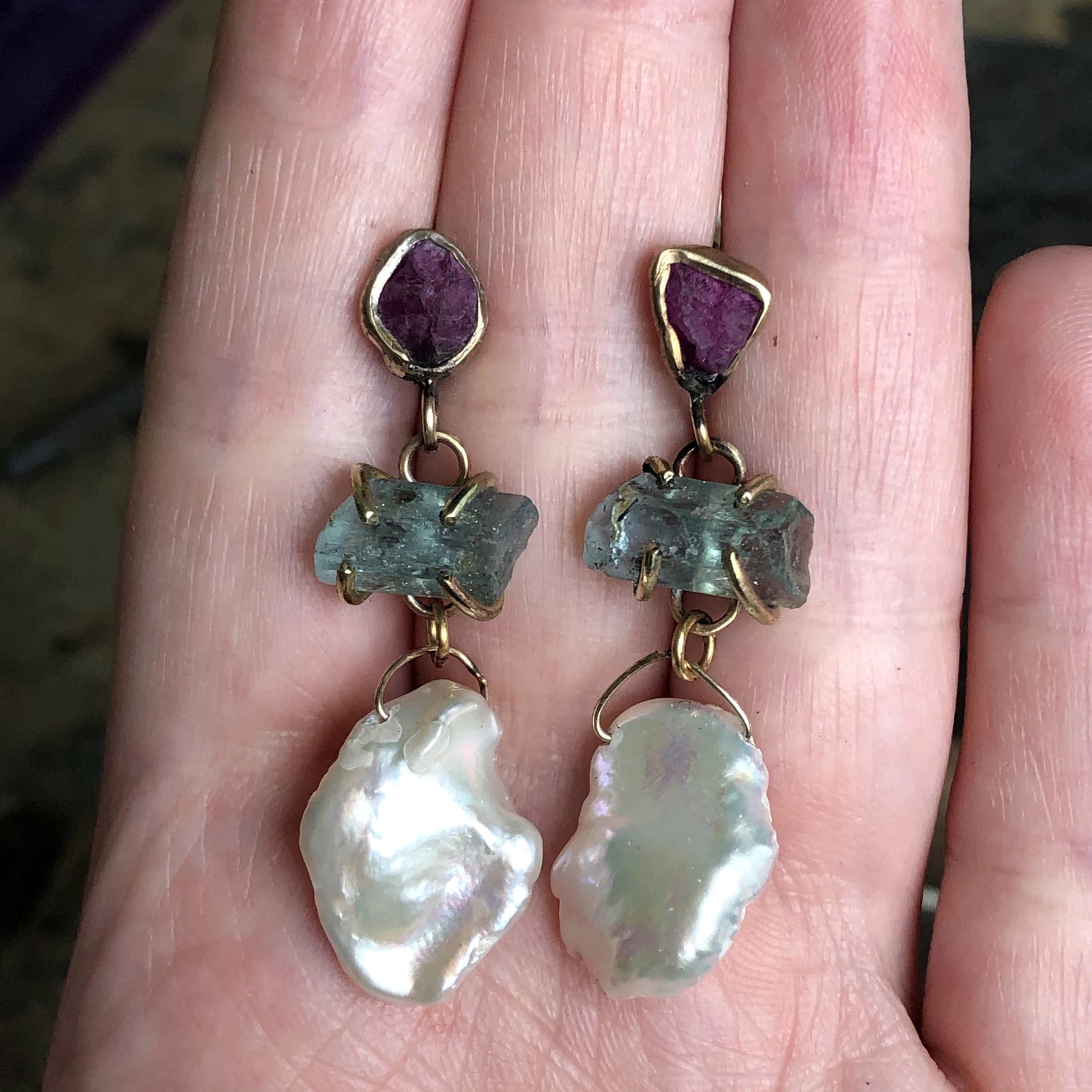 Hidden Treasure Earrings - Hand Carved Brass