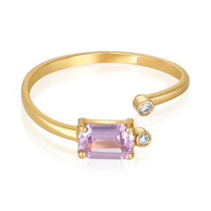 Pink Tourmaline Open End Diamond Ring - Size 7