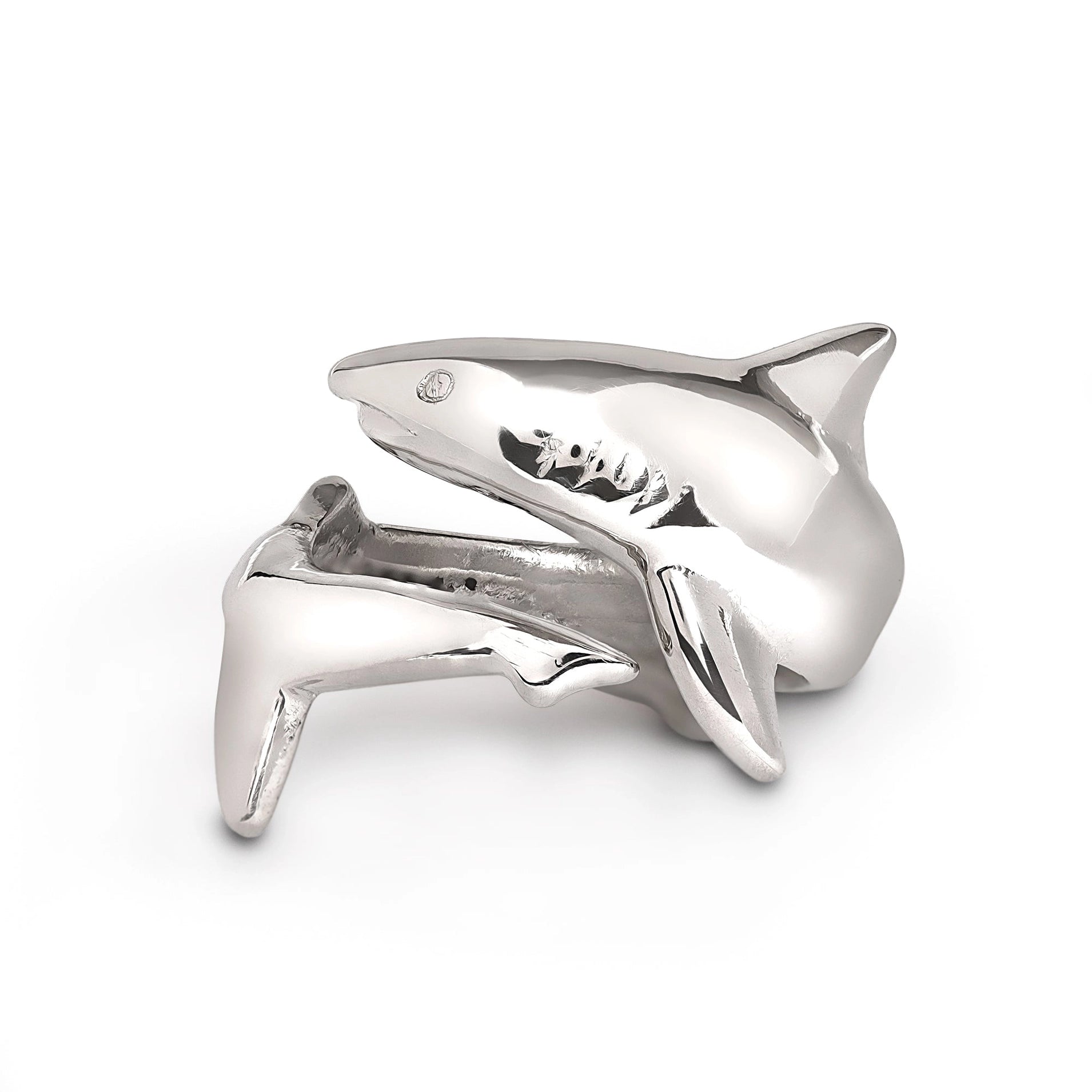 Sterling Silver Adjustable Reef Shark Ring