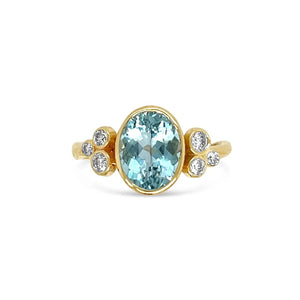Aquamarine Diamond Bubbles Ring in 14k