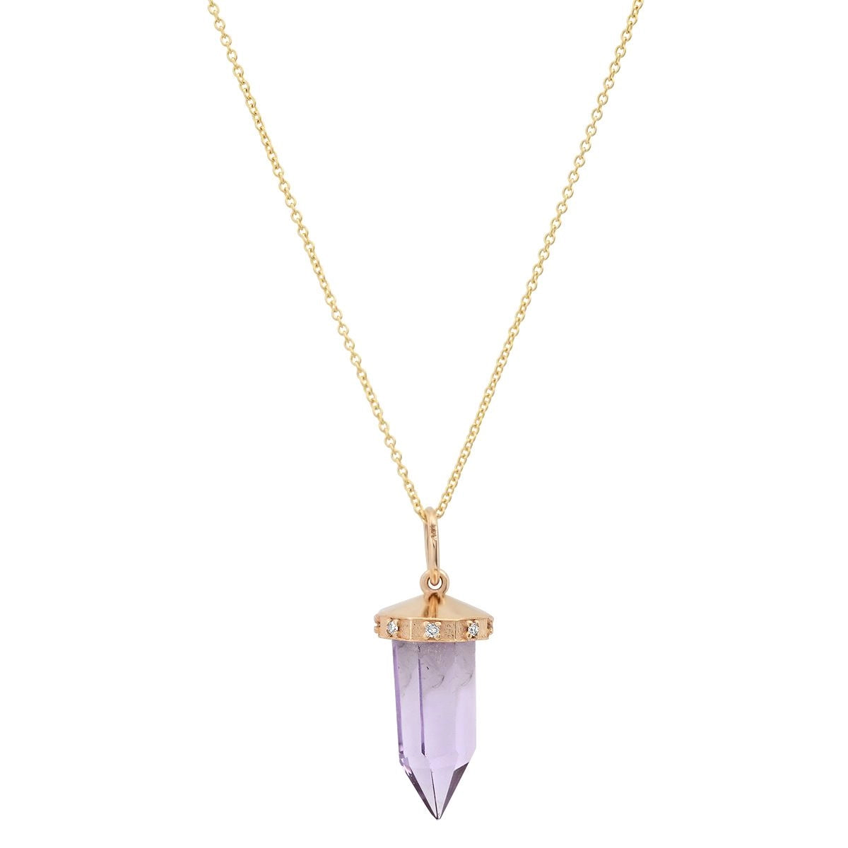 Lavender Pink Amethyst Pendant.  14kt gold chian included.  16-18 "