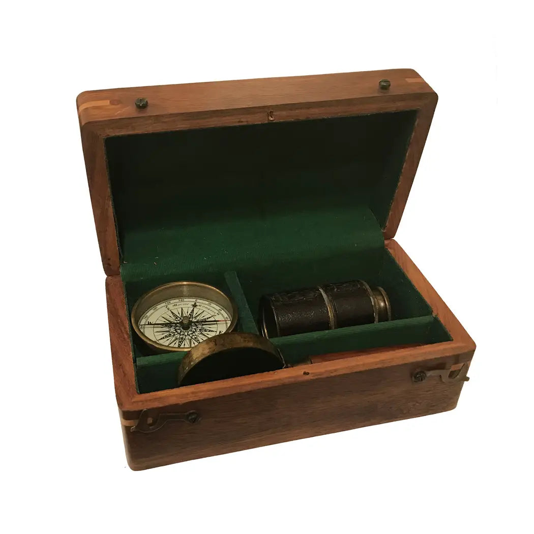 Old World Maritime Navigation Replica Set w/ Storage Box