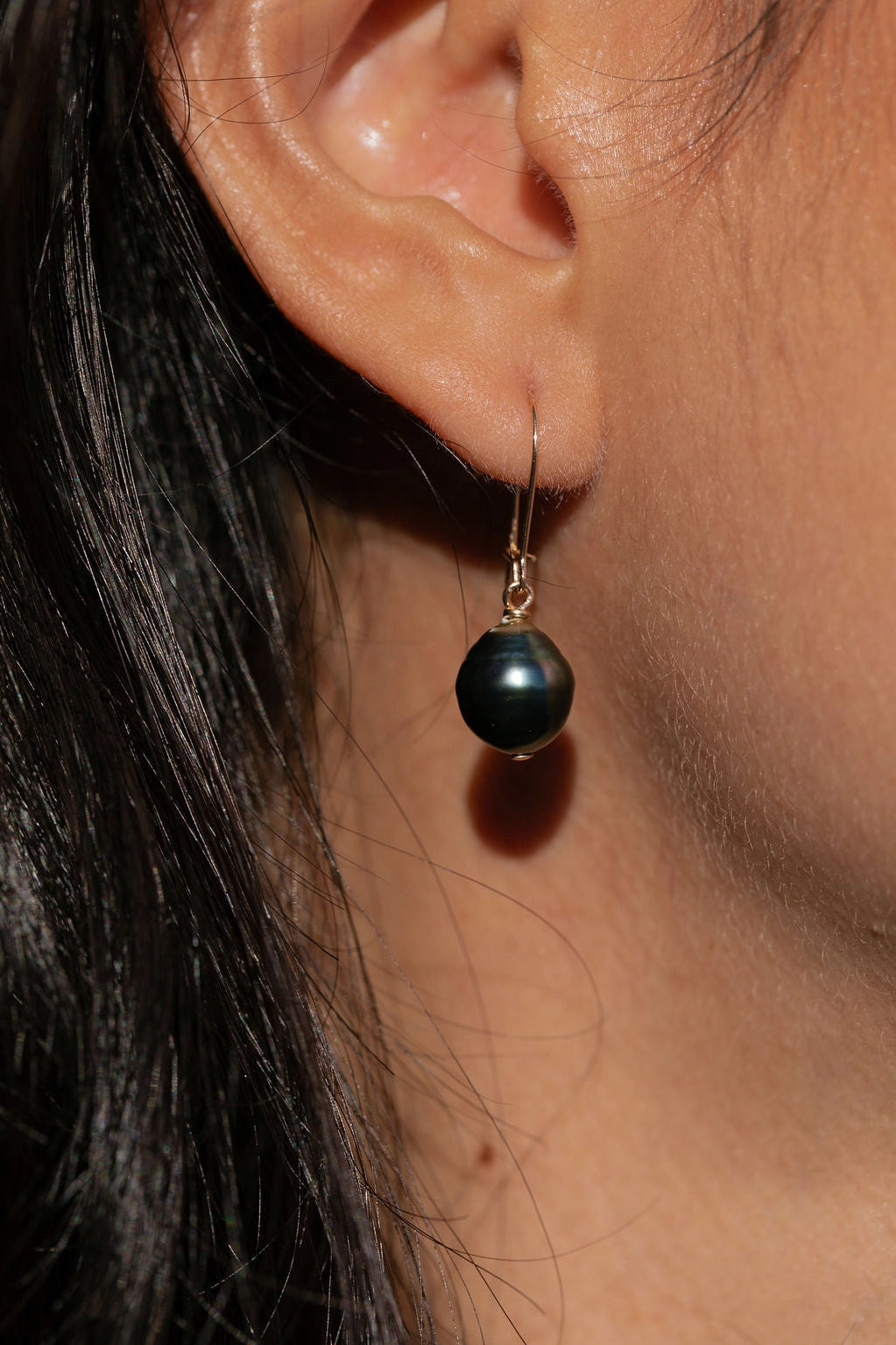 Gold Filled Tahitian Pearl Drop Earrings