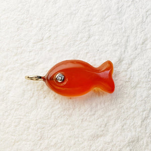 Carnelian Gold Fish Charm