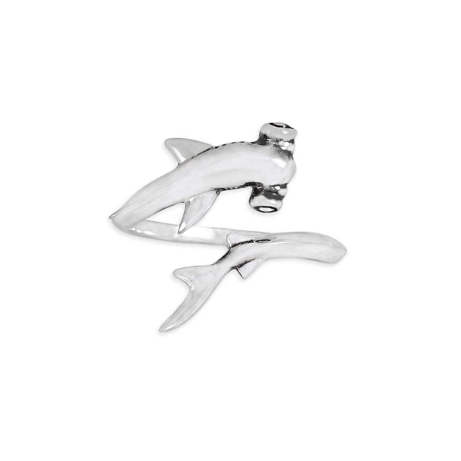 Adjustable Sterling Silver Hammerhead Shark Ring