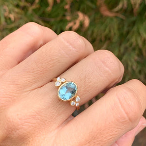 Aquamarine Diamond Bubbles Ring in 14k