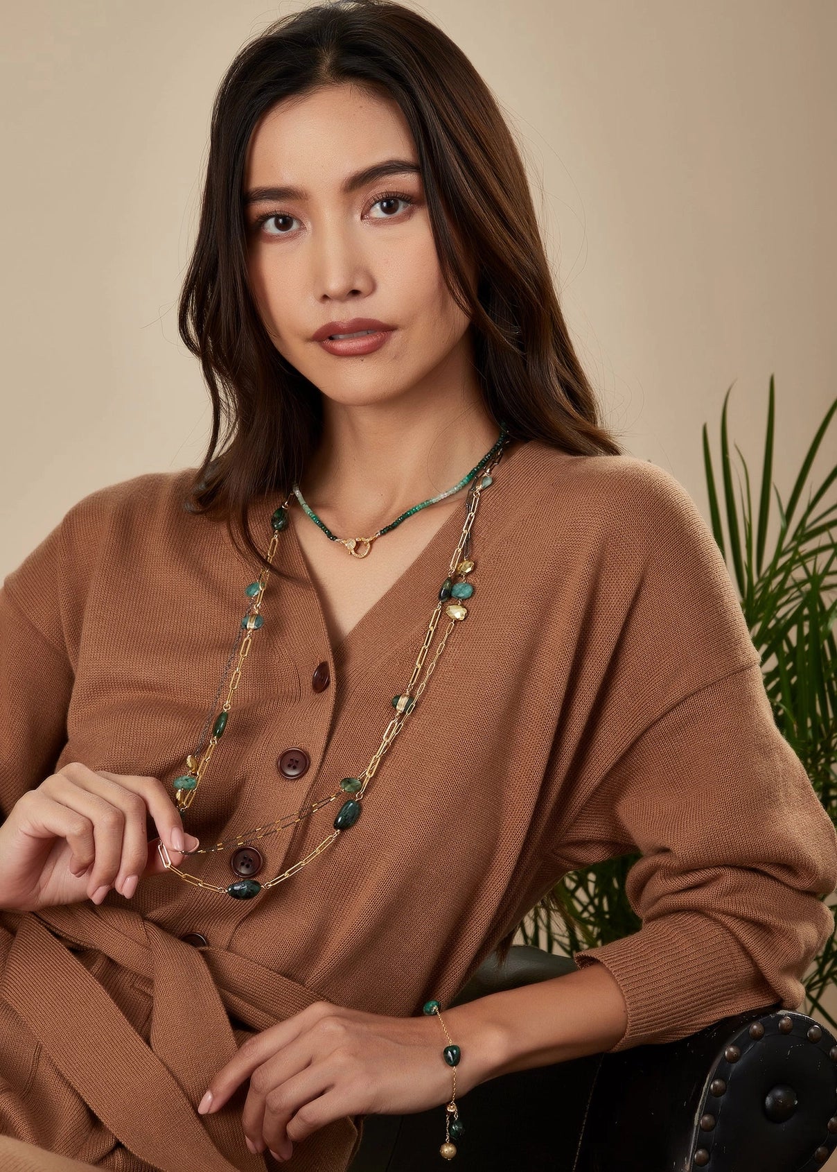 Ombre Emerald - Diamond Lock Necklace