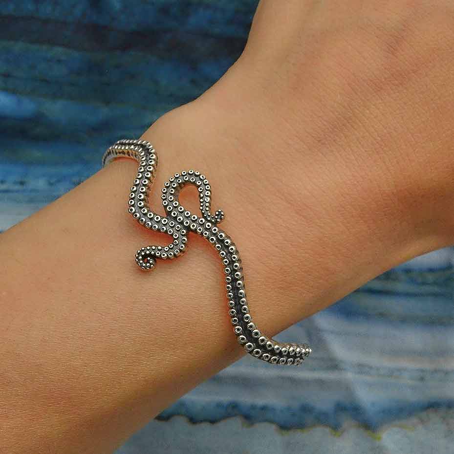 Sterling Silver Octopus Tentacle Cuff