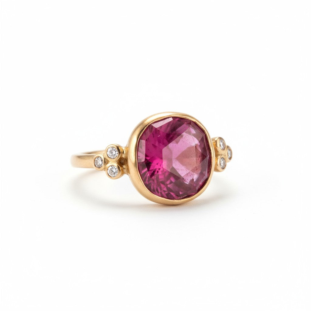 14k Pink Tourmaline (2.65ct) with Diamonds Ring