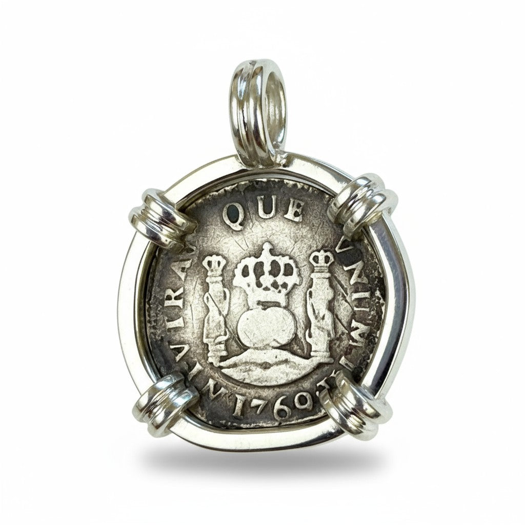 El Cazador Shipwreck - 1/2 Reale -  Dated 1769 - Mounted in Sterling Silver