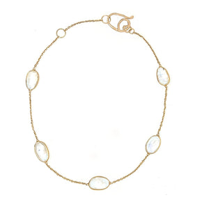 14K Rainbow Moonstone Station Bracelet