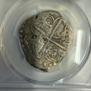 Authentic Spanish Cob - Philip III - 4 Reales - Mounted in Sterling frame with 14K prongs and bale