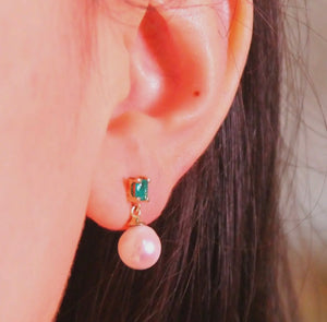 Emerald Pearl Drop Earrings