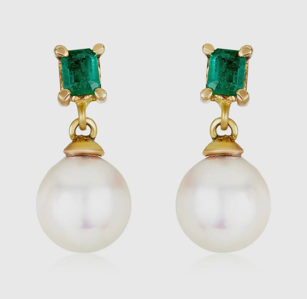 Emerald Pearl Drop Earrings