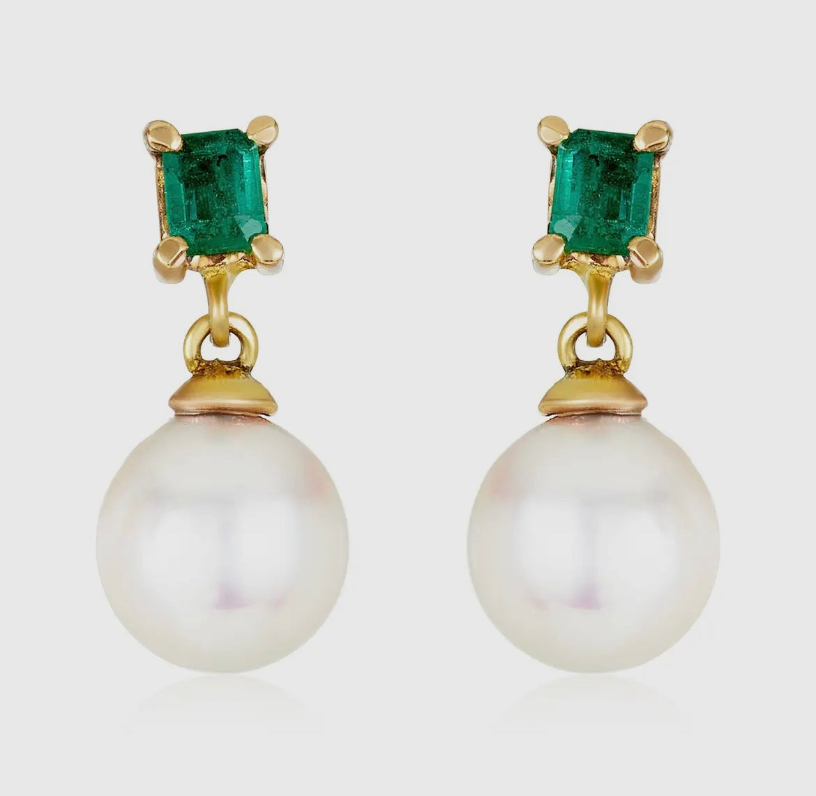 Emerald Pearl Drop Earrings