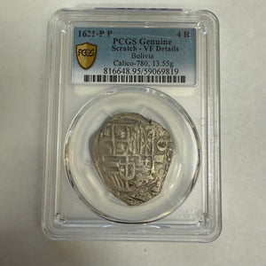 Authentic Spanish Cob - Philip III - 4 Reales - Mounted in Sterling frame with 14K prongs and bale