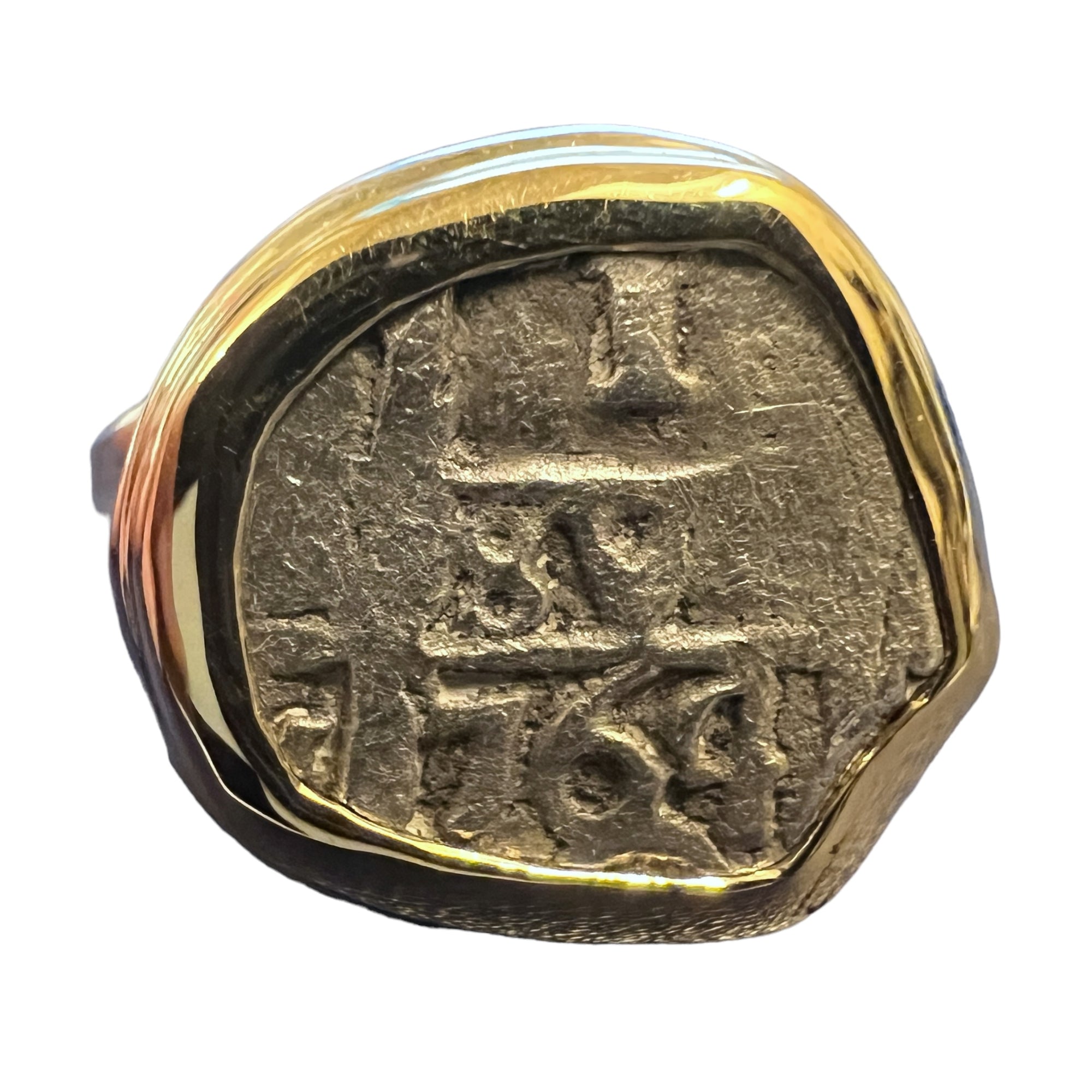 Spanish Cob - 1 Reales - Dated 1764 - Presented in Sterling Ring with 14K gold frame