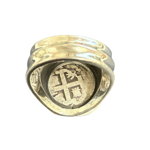 Authentic Spanish Cob - Unknown Shipwreck - 1 Reales Coin Ring in 18K Bezel