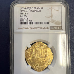 Private Collection Spanish gold 4 Escudos -  Assayer "D" (square D)