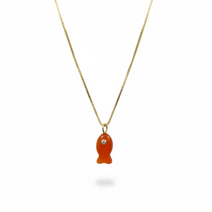 Carnelian Gold Fish Charm