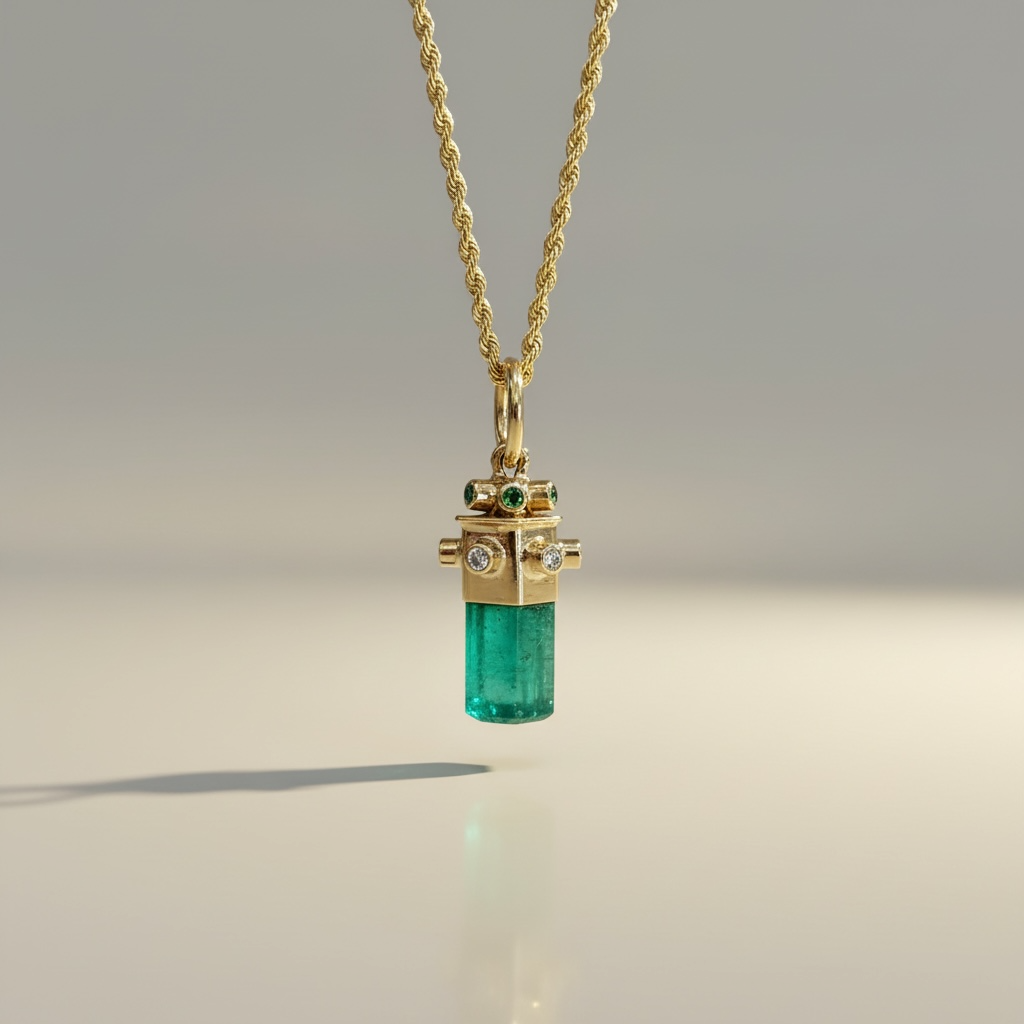 One of a Kind Mounted 1715 Fleet Uncut Colombian Shipwreck Emerald - 6.9 Carats - By NTJ