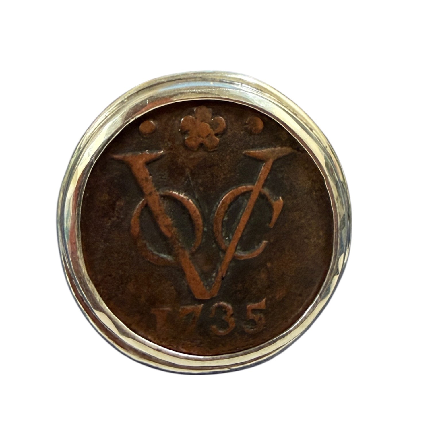 Dutch VOC Copper Duit - "New York Penny" - Sterling Silver Ring - Size 11
