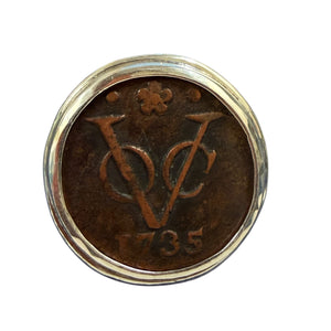 Dutch VOC Copper Duit - "New York Penny" - Sterling Silver Ring - Size 11