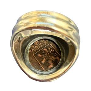 Dutch VOC Copper Duit - "New York Penny" - Sterling Silver Ring - Size 11