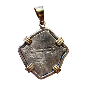 Private Collection Spanish Cob - 4 Reales - Sterling Silver Mount w/ 18k Gold prongs & bale