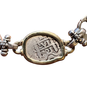 Authentic Spanish Cob - 1 Reales - Sterling Silver Bracelet w/ 18k Bezel - Dated 1721