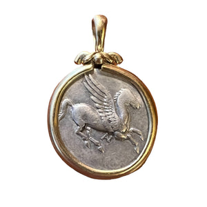 Ancient Greece - AR  Stater - Pegasus - 18K Gold Mount