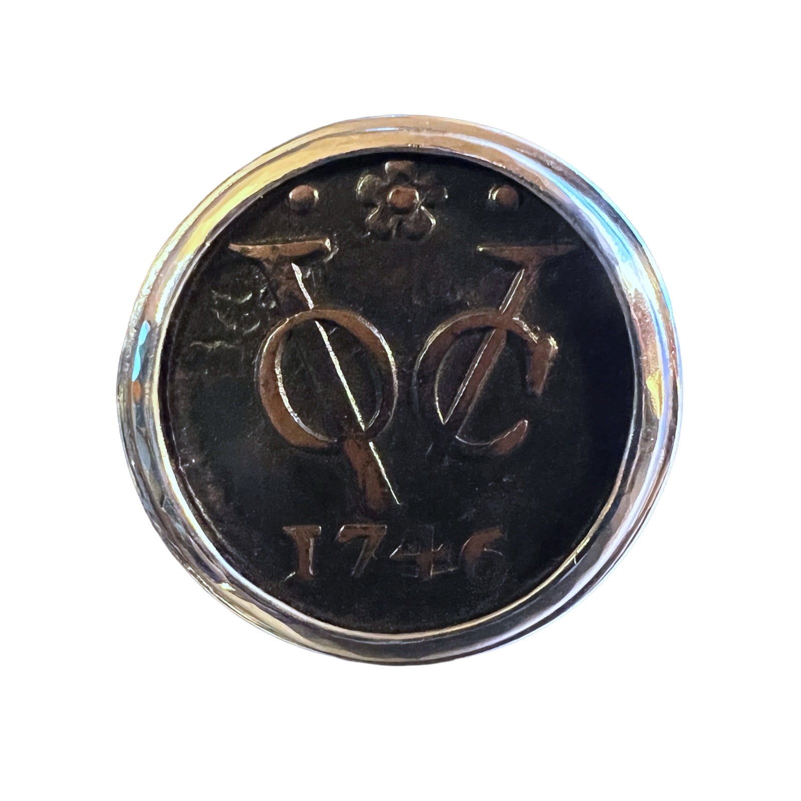 Dutch VOC Copper Duit - "New York Penny" - Sterling Silver Ring