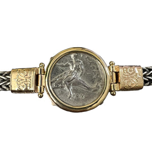 Ancient Greece - Boy on Dolphin (Taras Nomas) - Circa 280 BCE - Mounted in 14K Gold on a Sterling Silver bracelet