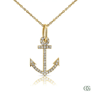 Anchor Pendant - 14k Yellow Gold - Includes 18" 14k gold chain