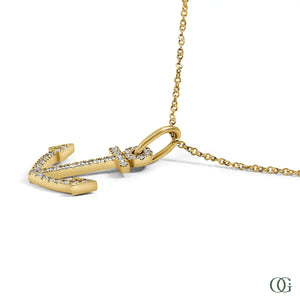 Anchor Pendant - 14k Yellow Gold - Includes 18" 14k gold chain