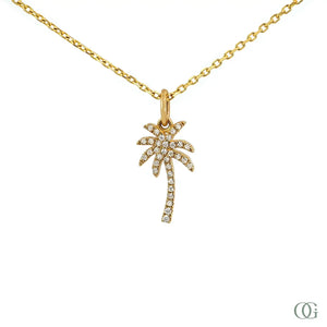 Natural Diamond Palm Pendant - 14k gold