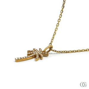 Natural Diamond Palm Pendant - 14k gold