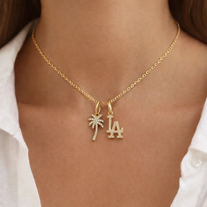 Natural Diamond Palm Pendant - 14k gold