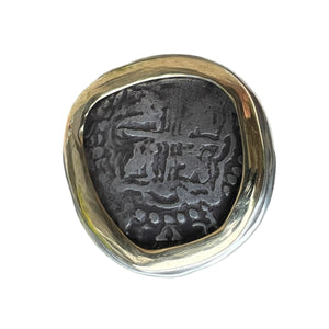 Private collection Spanish cob - 1 Reales - Sterling Silver ring with 18K coin bezel